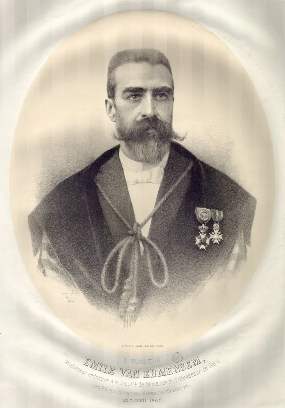 Portrait: Émile van Ermengem. Belgian bacteriologist, 1897