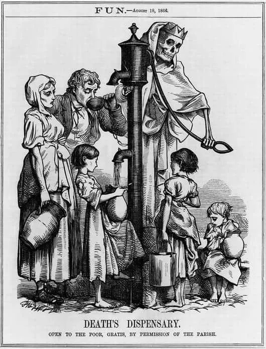 Illustration: Death’s Dispensary. Fun magazine, 18 August 1866